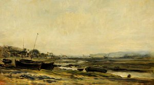 Fishing Boats By A Stream — Charles-françois Daubigny