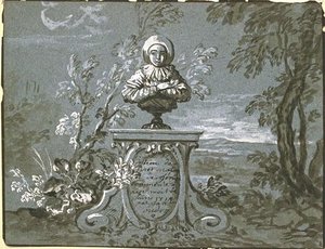 Gilles' Bust On A Pedestal In A Landscape — Jean-baptiste Oudry