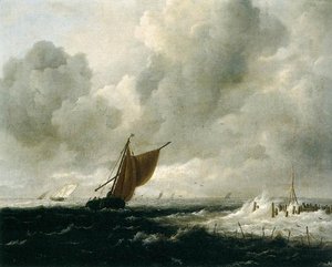 Stormy Sea With Sailing Boats — Jacob Isaackszoon Van Ruisdael