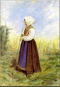 Kulla Som Räfsar. Akvarell (watercolour). — Anders Leonard Zorn