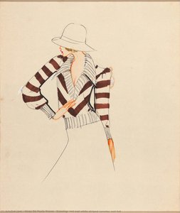 Drawing, Red And White Striped Sweater And Hat — Alceu De Paula Penna