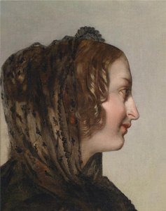 Female Head In Profile With Black Veil — Friedrich Ritter Von Amerling