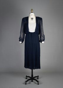 Navy Silk Chiffon Gown — Susan Jane Smith