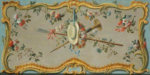 Decorative Overdoor with a Hat and Flowers