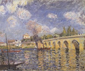 River Steamboat And Bridge — Alfred Sisley, Impressionism