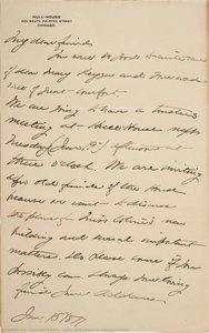 Letter, Jane Addams To Unknown Recipient — Laura Jane Addams