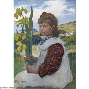 Girl With Irises — Elizabeth Adela Stanhope Forbes