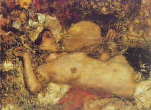 A Female Nude Reclining — Antonio Mancini