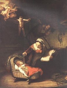 The Holy Family With Angels — Rembrandt Van Rijn, Baroque Drama