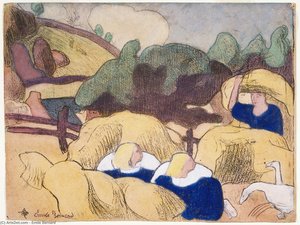 Femmes Faisant Les Foins (women Making Haystacks) 1 — Émile Bernard