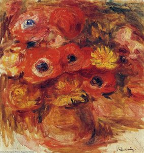 Vase Of Anemones — Pierre-auguste Renoir, Impressionism