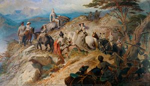 Morning In The Highlands: The Royal Family Ascending Lochnagar — Carl Haag, Romanticism