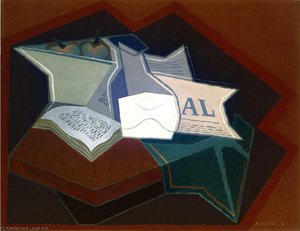 Compotier, Carafe And Open Book — Juan Gris