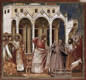 No. 27 Scenes From The Life Of Christ: 11. Expulsion Of The Money-changers From The Temple — Giotto Di Bondone, Proto-renaissance