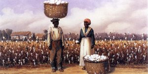 Negro Man And Woman In Cotton Field With Baskets Of Cotton 1 — William Aiken Walker