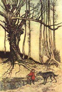 When She Got To The Wood, She Met A Wolf — Arthur Rackham