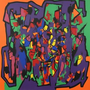 Fragmented Radiance: A Prismatic Symphony Of Energetic Geometric Chaos And Vibrant Form — Caroline Pelletier, Aggressive Confrontational Pop