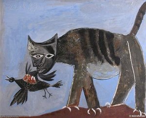 Katze, Die Ein Vogel Frisst — Pablo Picasso