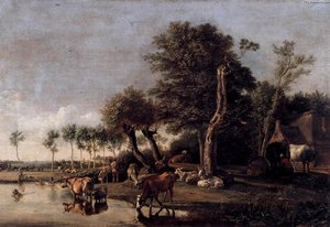 Cows Reflected In The Water — Paulus Potter, Dutch Golden Age Painting