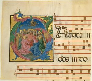 Manuscript Illumination With The Assumption Of The Virgin In An Initial G, From A Gradual — Cosmè Tura