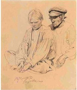 Study Of Peasant Boy And Man — Ilya Yefimovich Repin, Realism