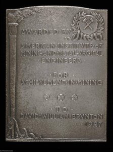 William Lawrence Saunders Award For Achievement In Mining (obverse) — Anthony De Francisci