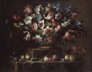 Still Life With Flowers, Pears, And Other Fruits — Juan De Arellano
