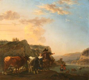 A Landscape With Peasants (landscape With Herdsmen Fording A River) — ヤン・アッセリン