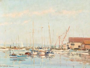 Yachts Moored On The Lymington River — Hugh Boycott Brown