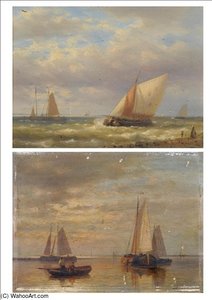 Dutch Fishing Boats In A Windswept Sea — Abraham Hulk Senior