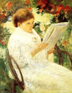 Woman Reading In A Garden — Mary Stevenson Cassatt, Impressionist Style