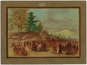 Chief Of The Taensa Indians Receiving La Salle. March 20, 1682 — George Catlin