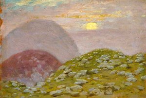 Scottish Landscape, Mountains With Moon — Sidney Herbert Sime