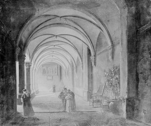 Vue Interieure Du Cloitre De Santa Maria Novella A Florence — Auguste De Forbin, Romanticism