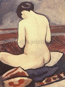 Itting Nude With Cushions — August Macke
