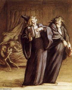 Les Deux Médecins Et La Mort, Crayon Noir Plume Et Encre The Two Doctors And Death, Lead Pencil Plucks And Ink — Honoré Daumier