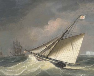 An Armed Cutter Heading Out To The Squadron Offshore — Thomas Buttersworth