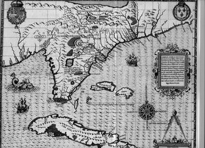 Map Of Florida — Jacques (de Morgues) Le Moyne