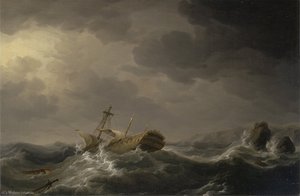 Ship Wrecked On A Rocky Coast — Charles Brooking