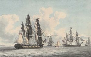 H.m.s. Indefatigable Joining Other Ships Of The Squadron Offshore — John Thomas Serres