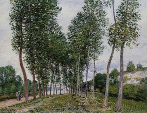 Lane Of Poplars On The Banks Of The Loing — Alfred Sisley, Impressionist Landscape