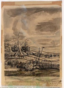 Iowa Landscape (mural Study, Center Panel Of Triptych For The Monticello, Iowa Post Office) — William C Palmer