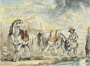 Cavalli Che Si Abbeverano Con Cavaliere — Giorgio De Chirico