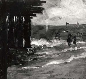 Rockaway Beach With Pier, (painting) — Alfred Henry Maurer