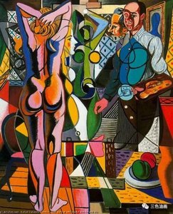 Self-portrait with model and the still life