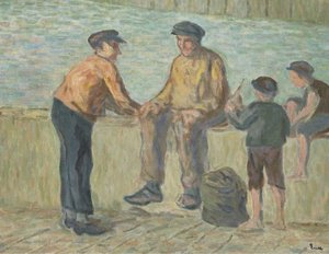 Honfleur, Fishermen And Children On The Dock — Maximilien Luce