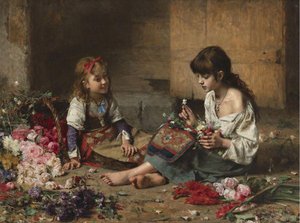Young Flower Girls — Alexei Alexeievich Harlamoff