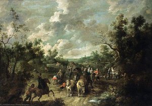 A Wooded Landscape With Travellers — Pieter Snayers