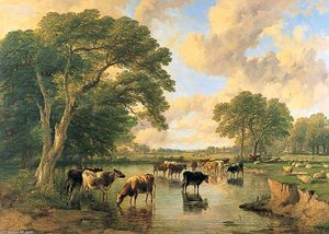 Cattle On The Banks Of A River — Frederick Richard Lee