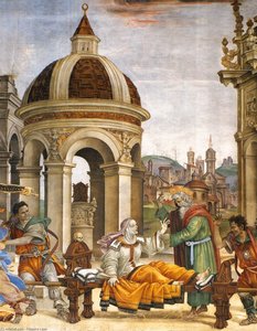 St John The Evangelist Resuscitating Druisana (detail) — Filippino Lippi